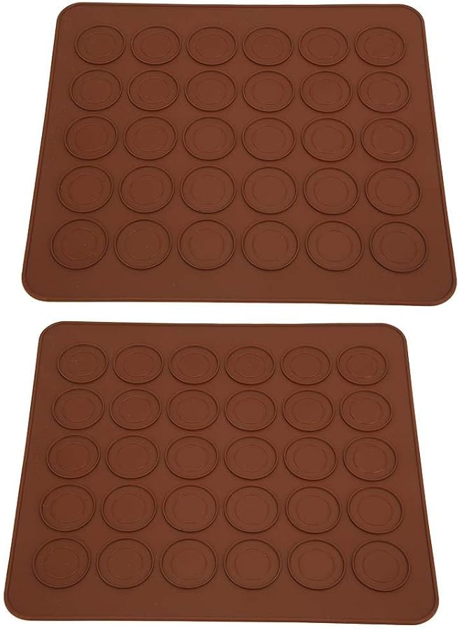 S-TOP Macaron Silicone Mat, 2Pcs 30 Holes Non-Stick Macaron Pad Baking Mat Mould Oven Mat for Making Cake/Pudding/Chocolate, Kitchen Baking Tool Accessory - Image 1