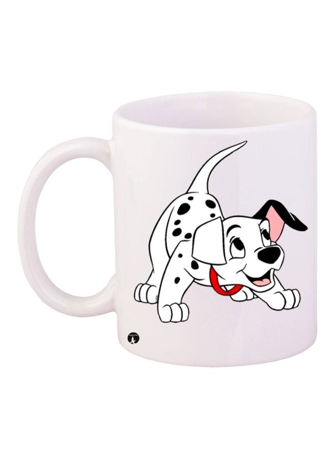RYN Cartoon Dog Printed Coffee Mug White/Black/Red 11ounce