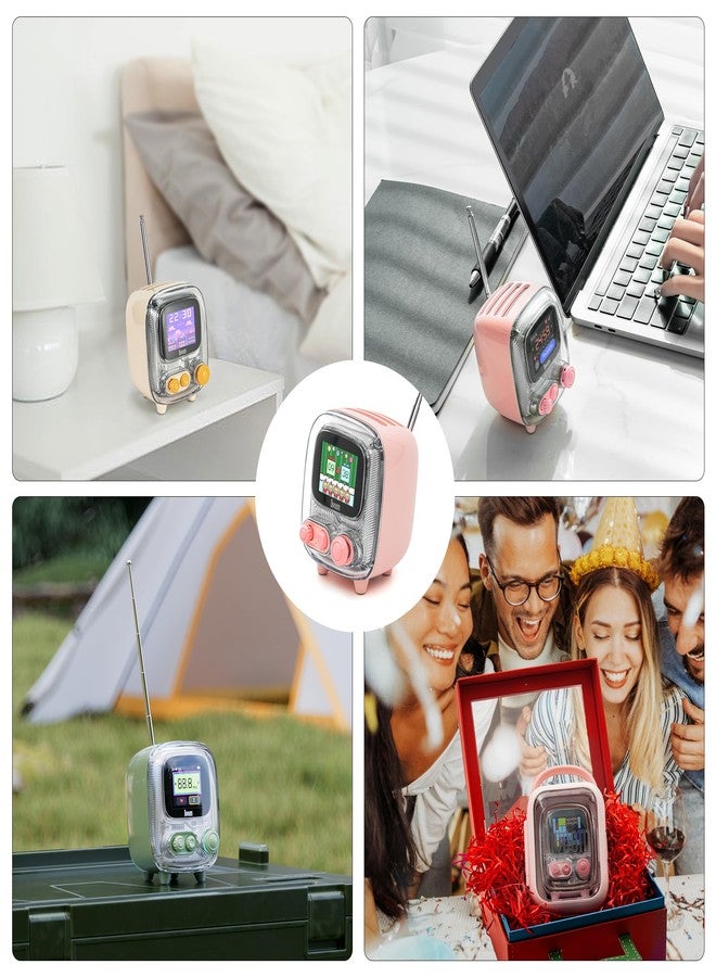 ديفوم مكبر صوت بلوتوث Divoom Tiivoo-2 بتصميم كلاسيكي مع راديو FM، مكبر صوت لاسلكي صغير محمول بتصميم بكسل، ديكور عتيق مناسب للحفلات والمكاتب والمنازل وغرف النوم والمطابخ، هدية مثالية للنساء والرجال، لون وردي - Image 2