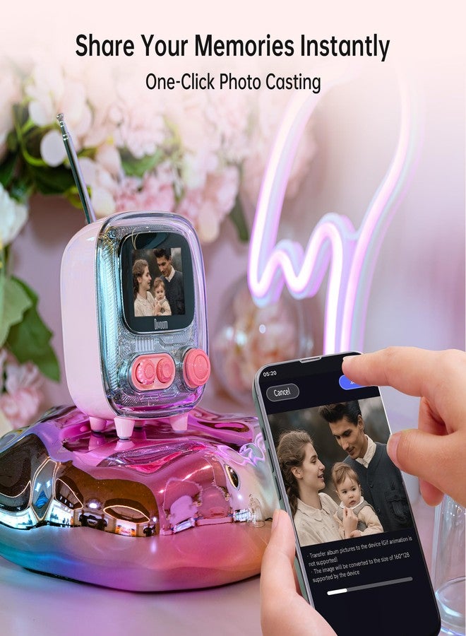 ديفوم مكبر صوت بلوتوث Divoom Tiivoo-2 بتصميم كلاسيكي مع راديو FM، مكبر صوت لاسلكي صغير محمول بتصميم بكسل، ديكور عتيق مناسب للحفلات والمكاتب والمنازل وغرف النوم والمطابخ، هدية مثالية للنساء والرجال، لون وردي - Image 5