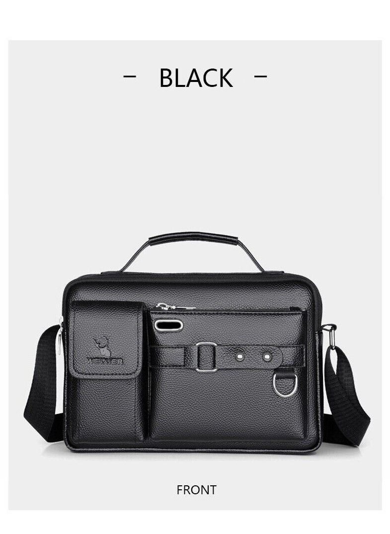 WEIXIER WEIXIER Business Briefcase Men's Shoulder Bag PU Leather Handbag Crossbody Bag  - Image 1