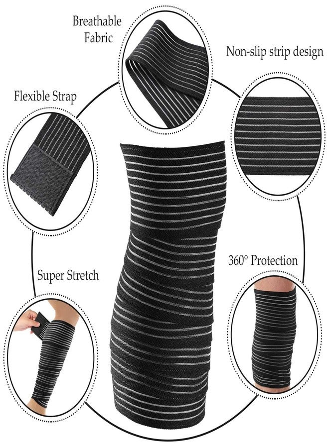 Syhood Compression Bandage Wraps for Leg, Elastic Calf Compression Sleeve Ankle Support, Adjustable Plus Size for Men and Women Stabilising Ligament, Joint Pain, Sports(4 Pieces,71 Inches) - Image 3