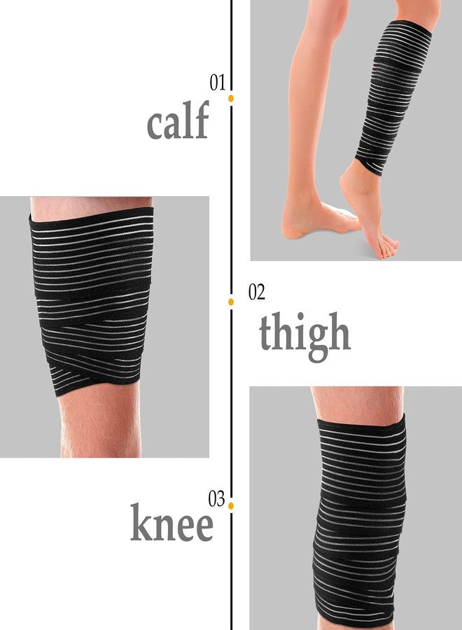 Syhood Compression Bandage Wraps for Leg, Elastic Calf Compression Sleeve Ankle Support, Adjustable Plus Size for Men and Women Stabilising Ligament, Joint Pain, Sports(4 Pieces,71 Inches) - Image 4