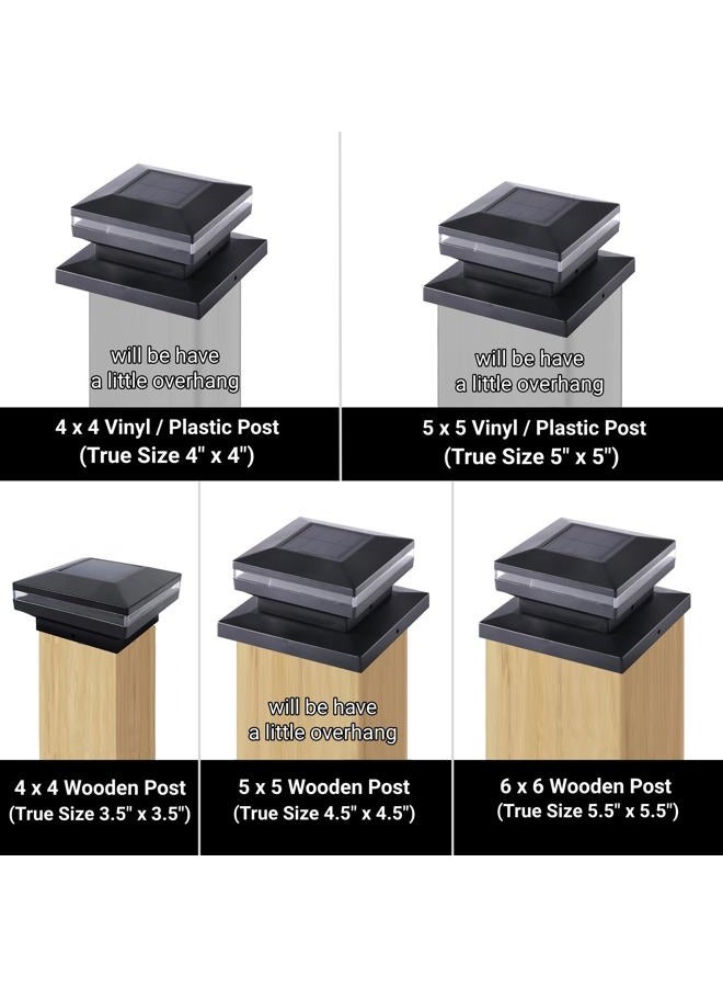 Dynaming 8 Pack Solar Post Lights, Outdoor Decorative Post Cap Light, Solar Powered Black Shell Caps, Brightness Warm White LED Lighting for Fence Deck Patio, Fit 4x4, 5x5 or 6x6 Vinyl/Wooden Posts - Image 2