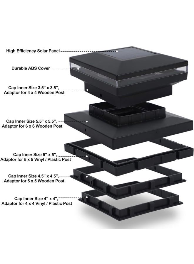 Dynaming 8 Pack Solar Post Lights, Outdoor Decorative Post Cap Light, Solar Powered Black Shell Caps, Brightness Warm White LED Lighting for Fence Deck Patio, Fit 4x4, 5x5 or 6x6 Vinyl/Wooden Posts - Image 4
