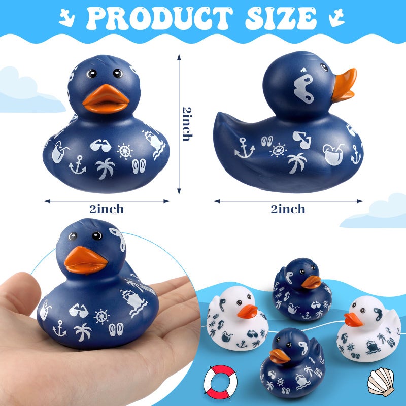Jerify 12 Pcs 2 Inch Cruise Ducks for Hiding Mini Rubber Ducks for Cruise Ships Bath Toys Duckies for Kids Adult Valentine's Day Carnival Party Birthday Gifts Blue and White - Image 2