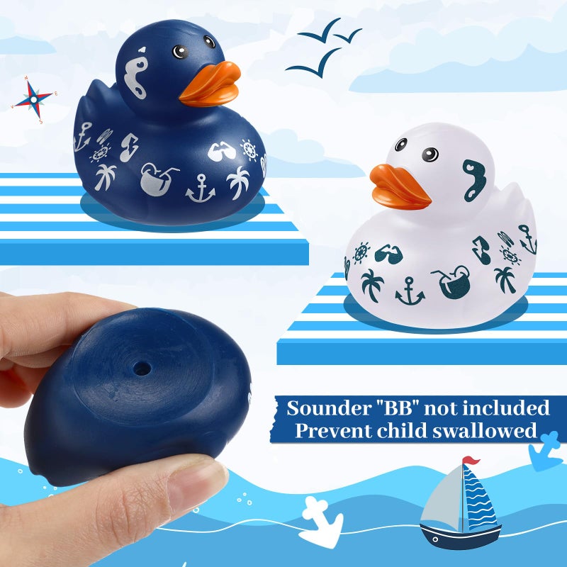 Jerify 12 Pcs 2 Inch Cruise Ducks for Hiding Mini Rubber Ducks for Cruise Ships Bath Toys Duckies for Kids Adult Valentine's Day Carnival Party Birthday Gifts Blue and White - Image 3