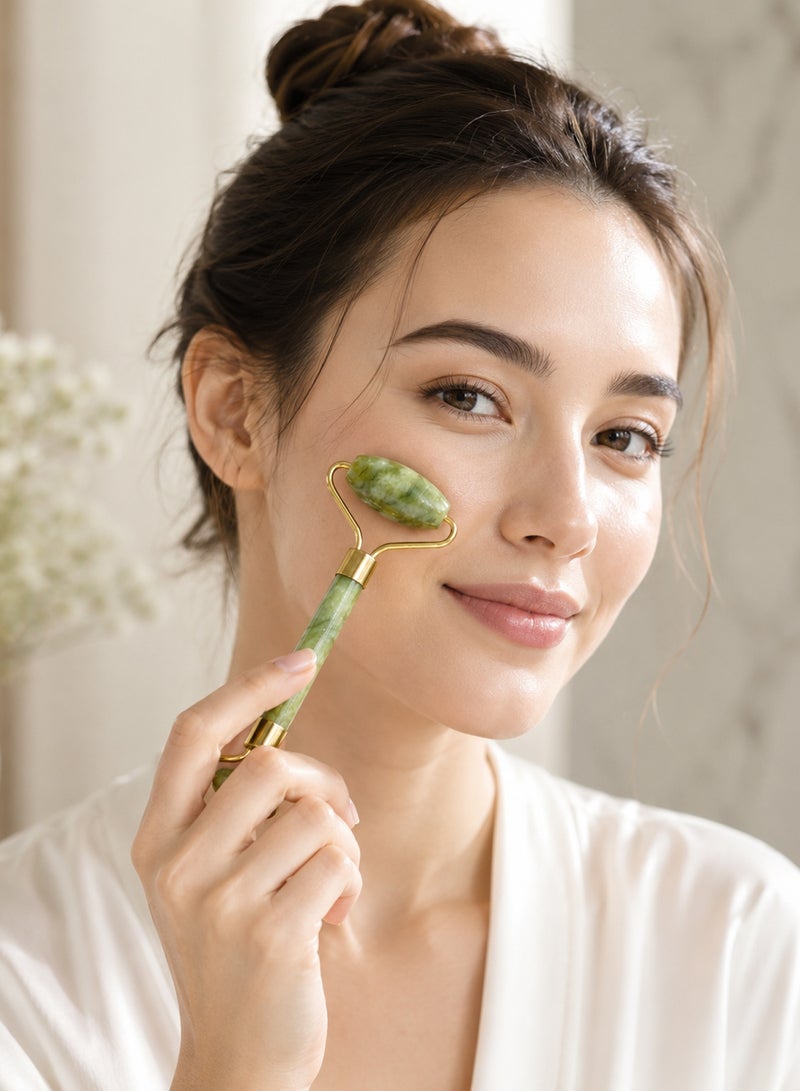 MARGOUN 3-Pack Natural Jade Roller for Face and Neck – Dual-Sided Facial Massager Roller Kit for Anti-Aging, Wrinkle Reduction, Skin Tightening & Lymphatic Drainage – Green & Gold Luxury Spa Set - Image 5