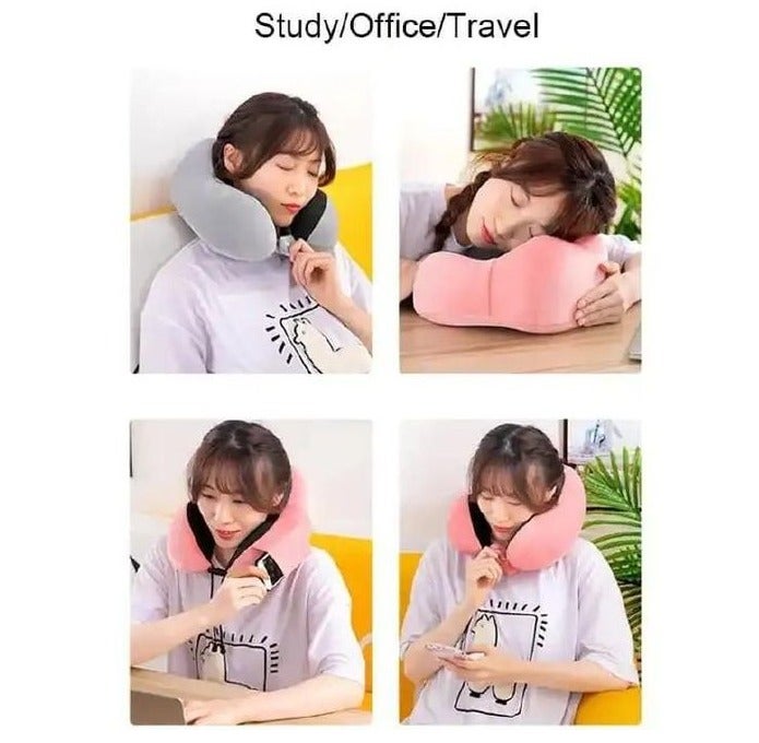 Rymel Memory Foam Travel Pillow, Neck Pillow with 360-Degree Head Support, Comfortable and Lightweight, Ideal for Sleeping on Airplane, Car, Train, Bus and Home Use, - Image 2