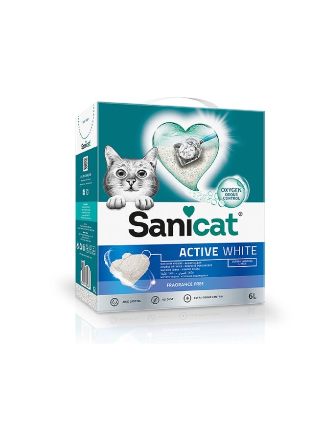 Sanicat Active White Unscented Cat Litter - 6 Liter