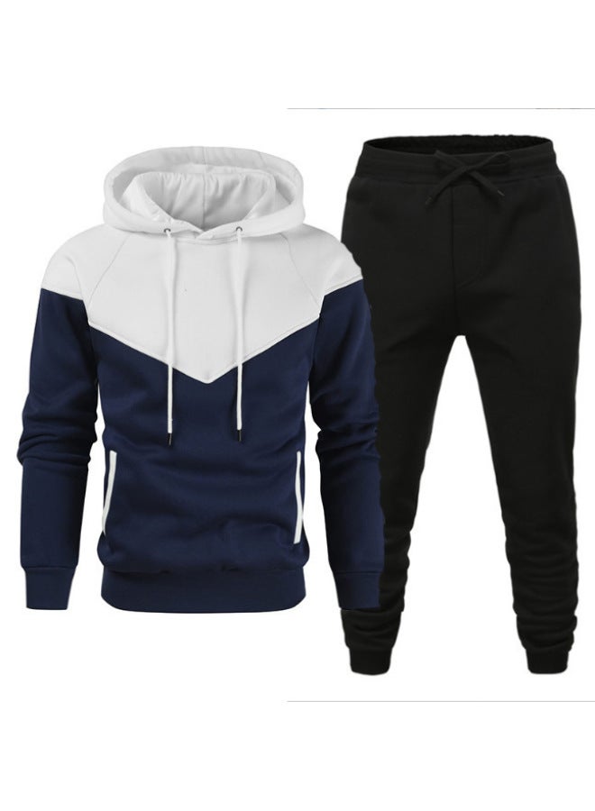 نيو هودي جديد للرجال مجموعة شبابية عصرية رياضية عادية بألوان متباينة مع قلنسوة - Image 2