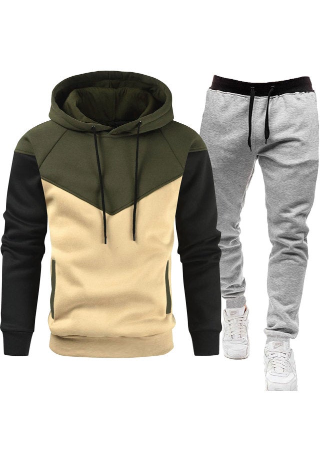 نيو هودي جديد للرجال مجموعة شبابية عصرية رياضية عادية بألوان متباينة مع قلنسوة - Image 1