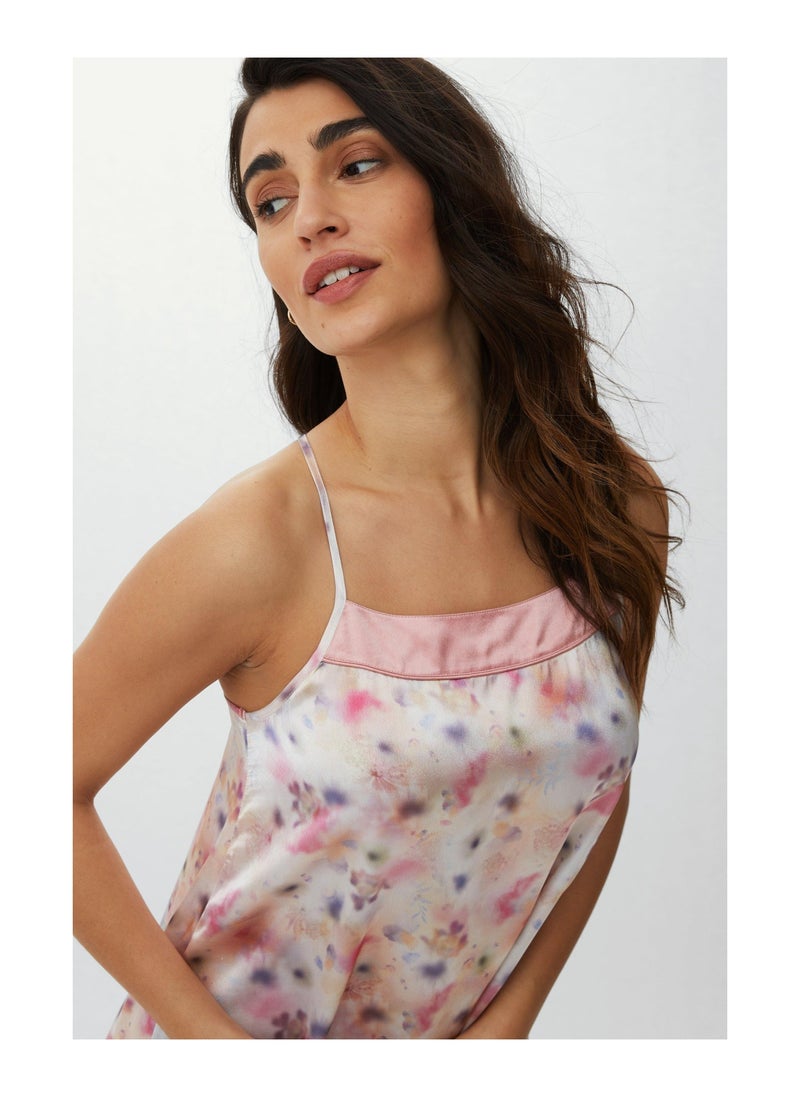 DEBENHAMS - Satin Tie Dye Floral Chemise - Image 1