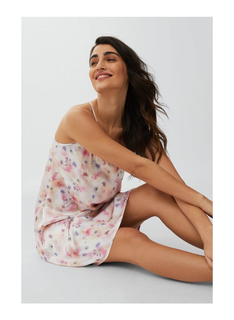 DEBENHAMS - Satin Tie Dye Floral Chemise - Image 1