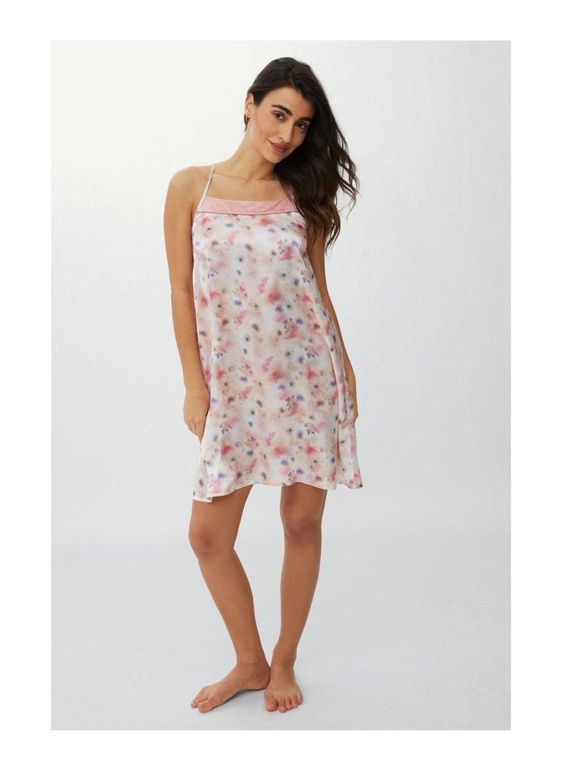 DEBENHAMS - Satin Tie Dye Floral Chemise - Image 1