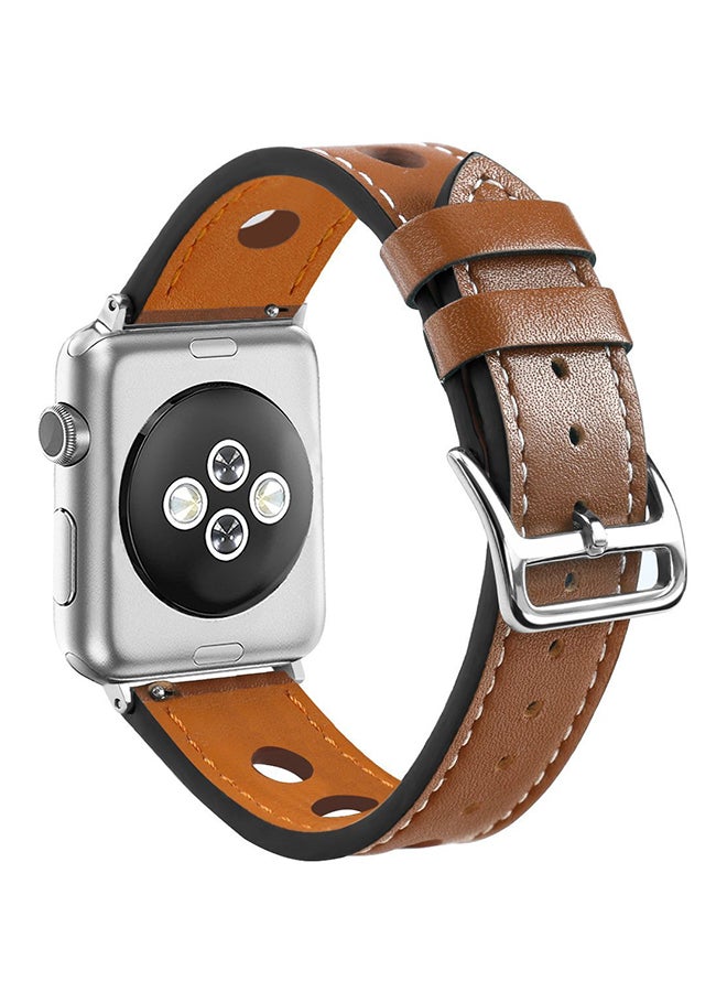 ISank Replacement Watch Band For Apple Watch Series 3/2/1 Brown - Image 2