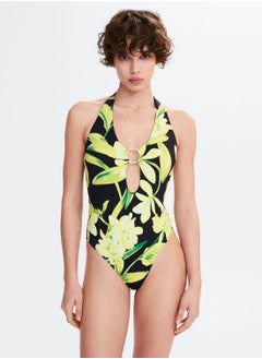 Halter Neck Printed Swimsuit