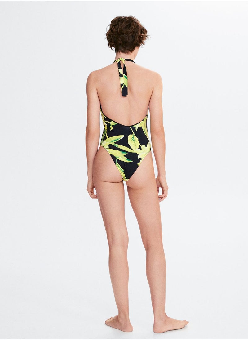 MANGO - Halter Neck Printed Swimsuit - Image 1