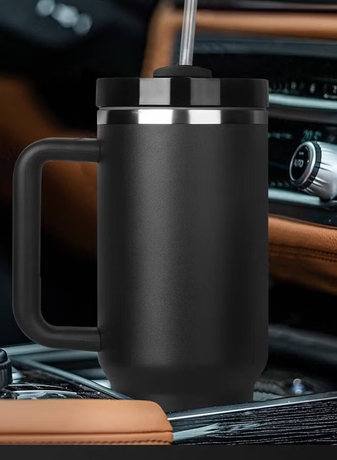 40 oz Insulated Stainless Steel Tumbler with Handle and Straw, BPA-Free, Cup Holder Friendly Travel Mug for Hot & Cold Beverages - Image 3