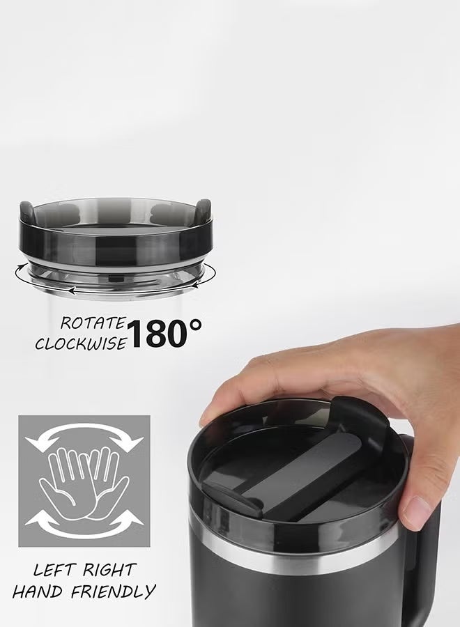 40 oz Insulated Stainless Steel Tumbler with Handle and Straw, BPA-Free, Cup Holder Friendly Travel Mug for Hot & Cold Beverages - Image 5