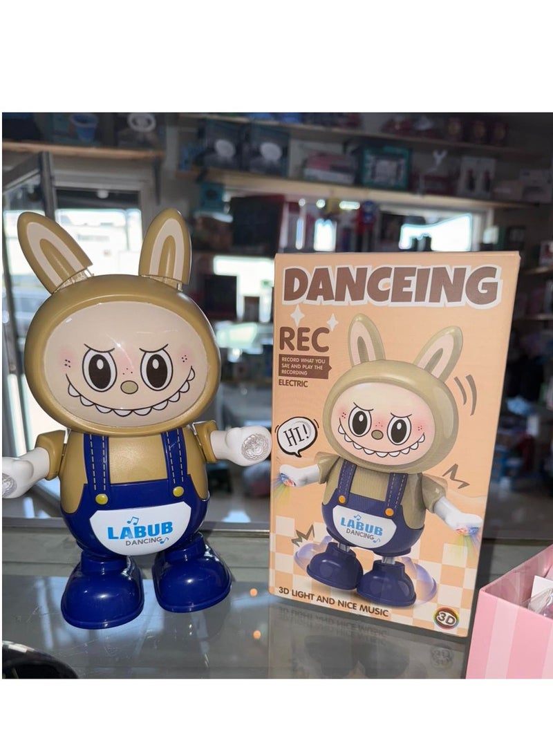 مونستر دمية لابوبو راقصة تعمل بالبطارية مع ضوء وصوت LABUBU تتحدث وتكرار الكلام (ازرق) - Image 1
