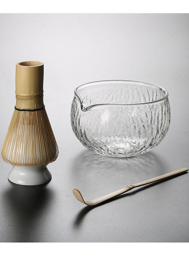 BOUND MOAT 4 Piece Matcha Tea Set Traditional Matcha Whisk Set with Ceramic Bowl, Scoop, Prong Bamboo Matcha Whisk and Holder Perfect Tea Set Matcha Kit (Transparent) - Image 2