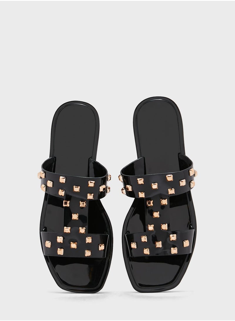 Truffle - Clear Studded Flat Shoe - Image 1