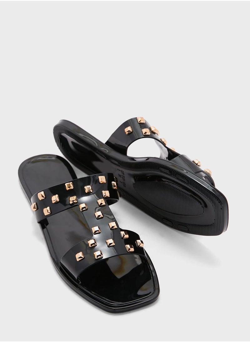 Truffle - Clear Studded Flat Shoe - Image 1