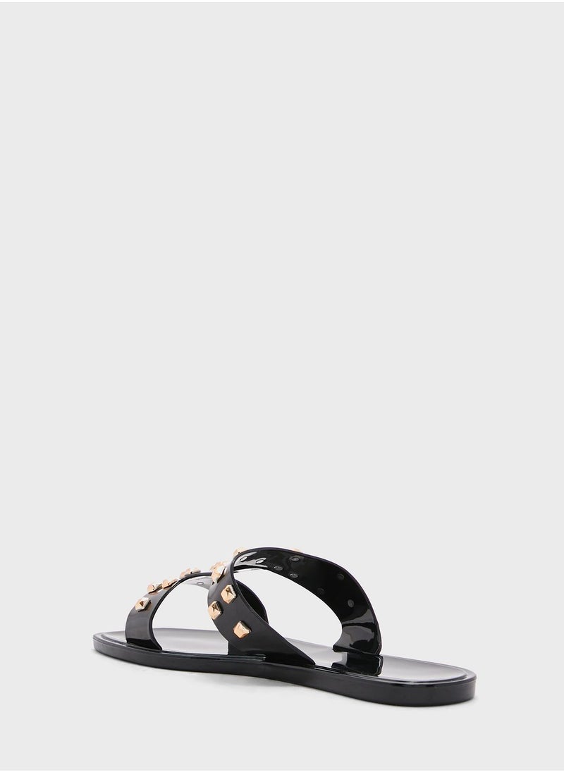 Truffle - Clear Studded Flat Shoe - Image 1