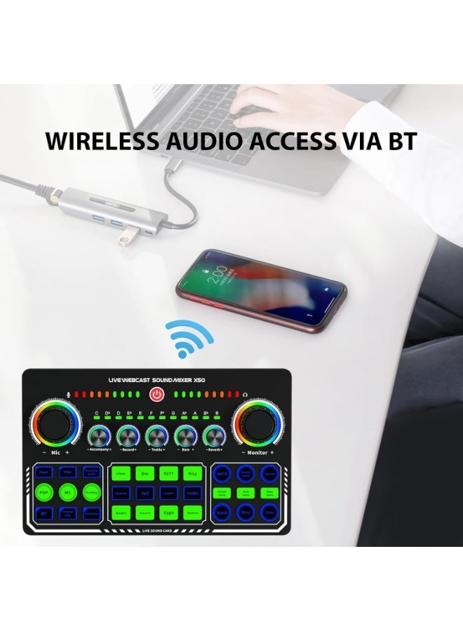 X50 Live Sound Card Audio Mixer – Bluetooth Streaming Sound Card with Voice Effects | USB Audio Interface for Podcast, Gaming & Live Streaming - Image 5