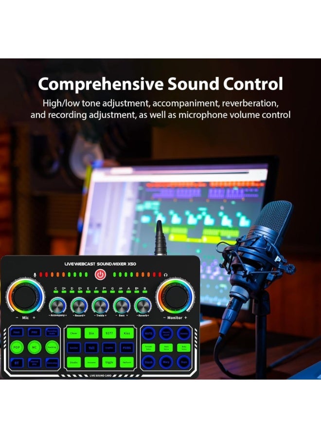 X50 Live Sound Card Audio Mixer – Bluetooth Streaming Sound Card with Voice Effects | USB Audio Interface for Podcast, Gaming & Live Streaming - Image 3