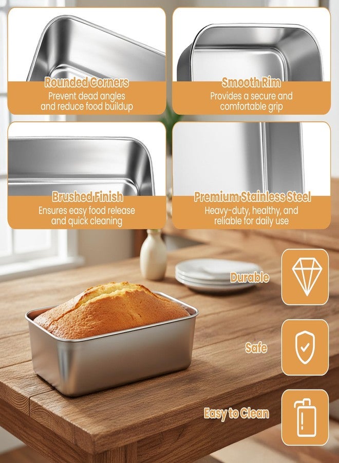 CLRBEATTY 8 Pcs Loaf Pans Set, 9 x 6 Inch Stainless Steel Bread Baking Pan, Loaf Toast Baking Pans, Sandwich Bread Pan for Homemade Breads Meatloaf Cake, Oven & Dishwasher Safe - Image 4