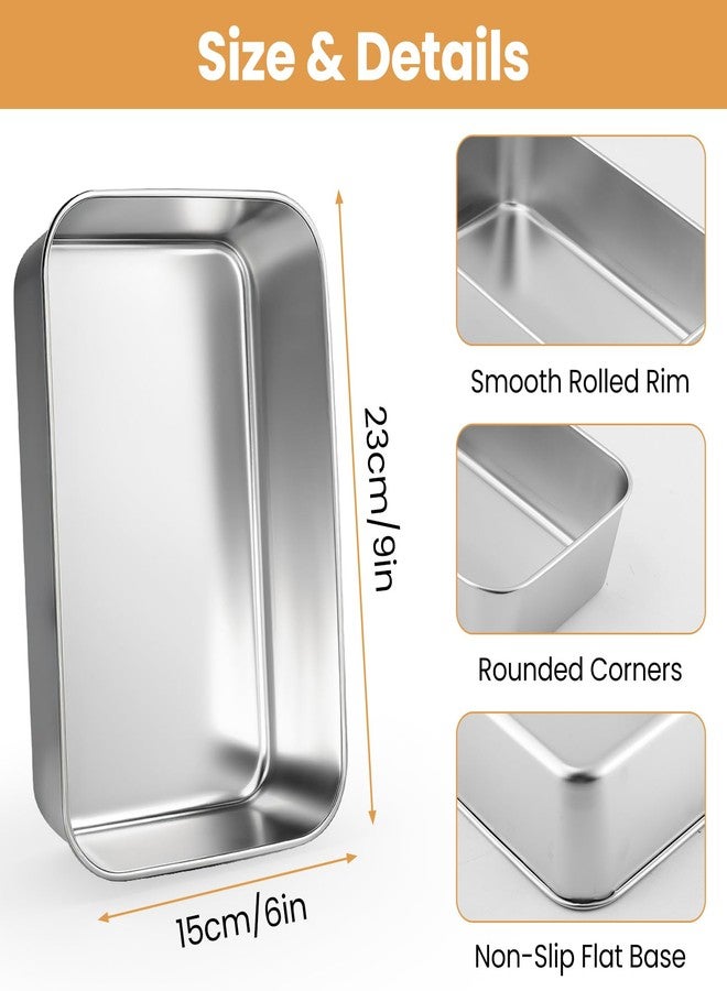 CLRBEATTY 8 Pcs Loaf Pans Set, 9 x 6 Inch Stainless Steel Bread Baking Pan, Loaf Toast Baking Pans, Sandwich Bread Pan for Homemade Breads Meatloaf Cake, Oven & Dishwasher Safe - Image 2