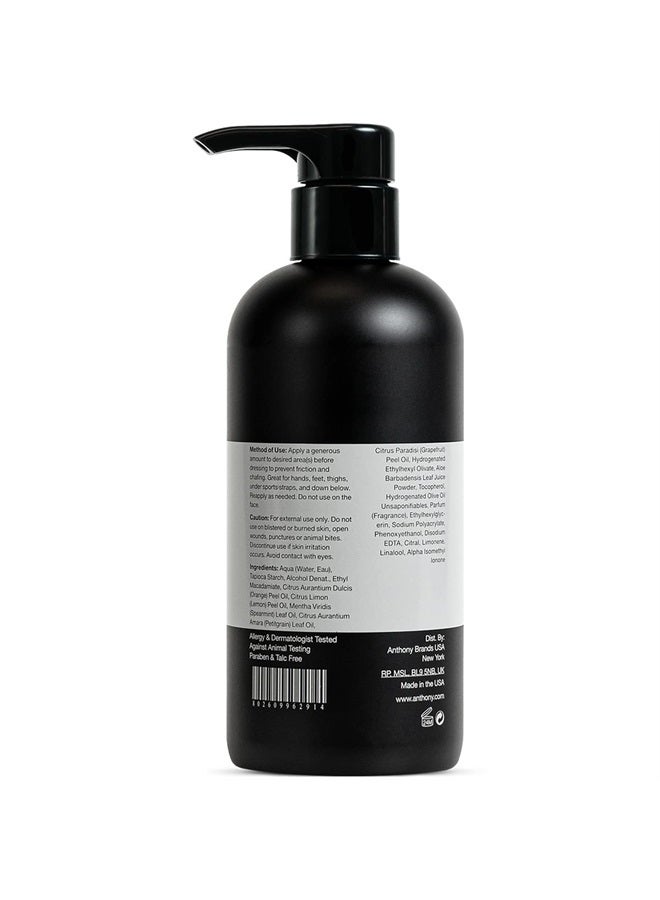 Anthony No Sweat Body Defense Deodorant for Men – Anti-Chafing, Anti-Itch Cream-to-Powder Lotion for Sweat and Body Odor Control – 16 Fl Oz - Image 2