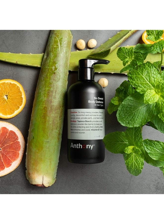 Anthony No Sweat Body Defense Deodorant for Men – Anti-Chafing, Anti-Itch Cream-to-Powder Lotion for Sweat and Body Odor Control – 16 Fl Oz - Image 1