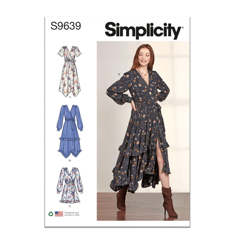 Simplicity Misses Midi Wrap Dress Sewing Pattern Kit Design Code S9639 Sizes 68101214 - Image 2