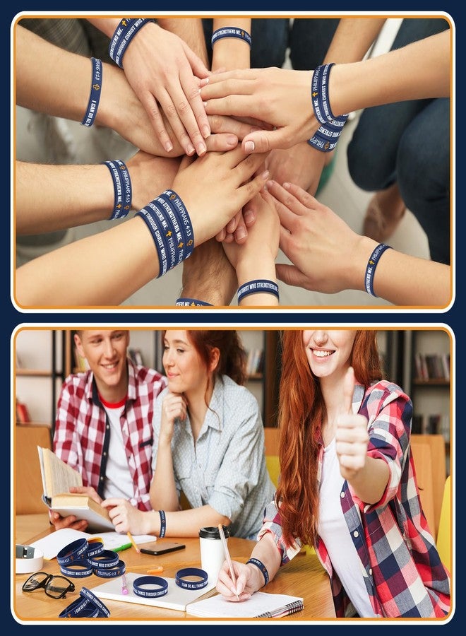 PullCrease 50 Pcs I Can Do all Things Through Christ Wristband Philippians 4: 13 Rubber wristband 10 Styles with Christian Religious Cross Gifts for Motivation Support Church Supplies - Image 4