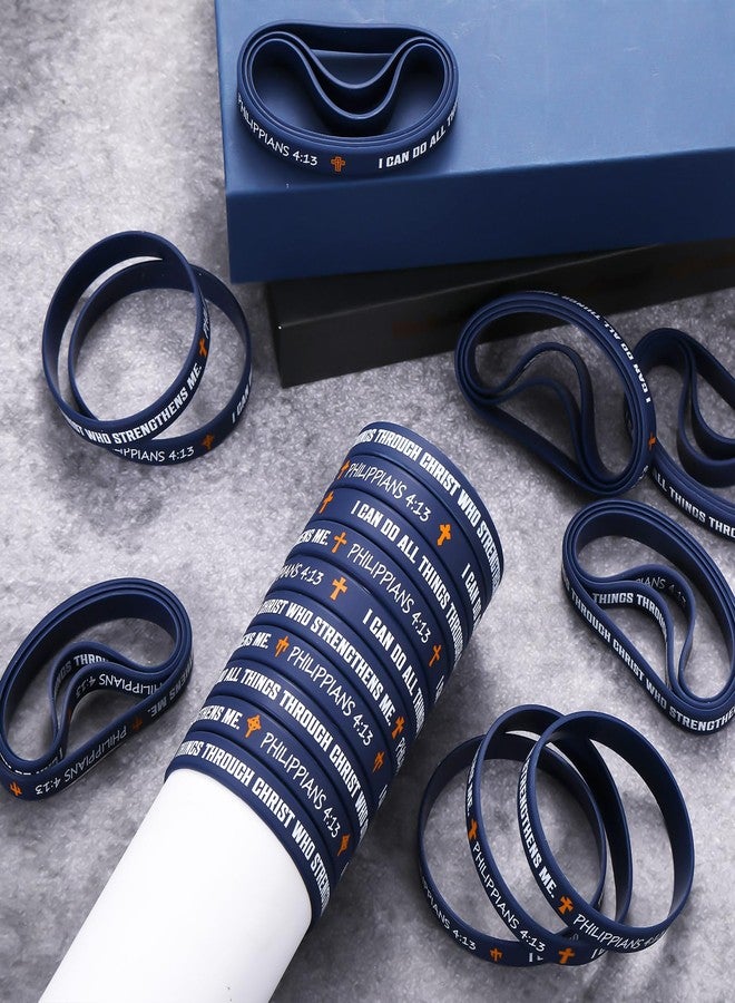 PullCrease 50 Pcs I Can Do all Things Through Christ Wristband Philippians 4: 13 Rubber wristband 10 Styles with Christian Religious Cross Gifts for Motivation Support Church Supplies - Image 3