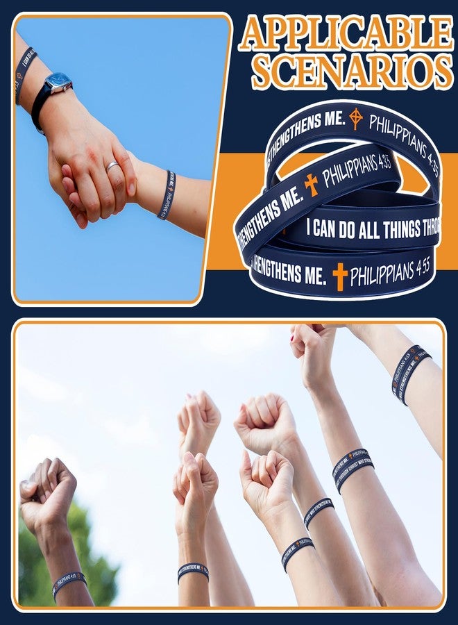 PullCrease 50 Pcs I Can Do all Things Through Christ Wristband Philippians 4: 13 Rubber wristband 10 Styles with Christian Religious Cross Gifts for Motivation Support Church Supplies - Image 5