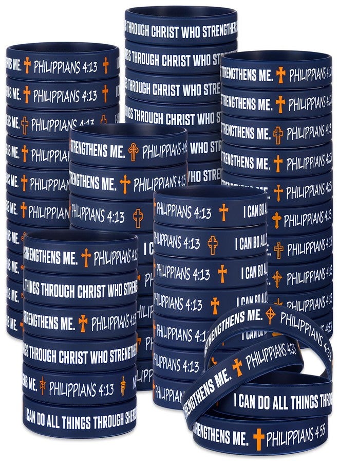 PullCrease 50 Pcs I Can Do all Things Through Christ Wristband Philippians 4: 13 Rubber wristband 10 Styles with Christian Religious Cross Gifts for Motivation Support Church Supplies - Image 1