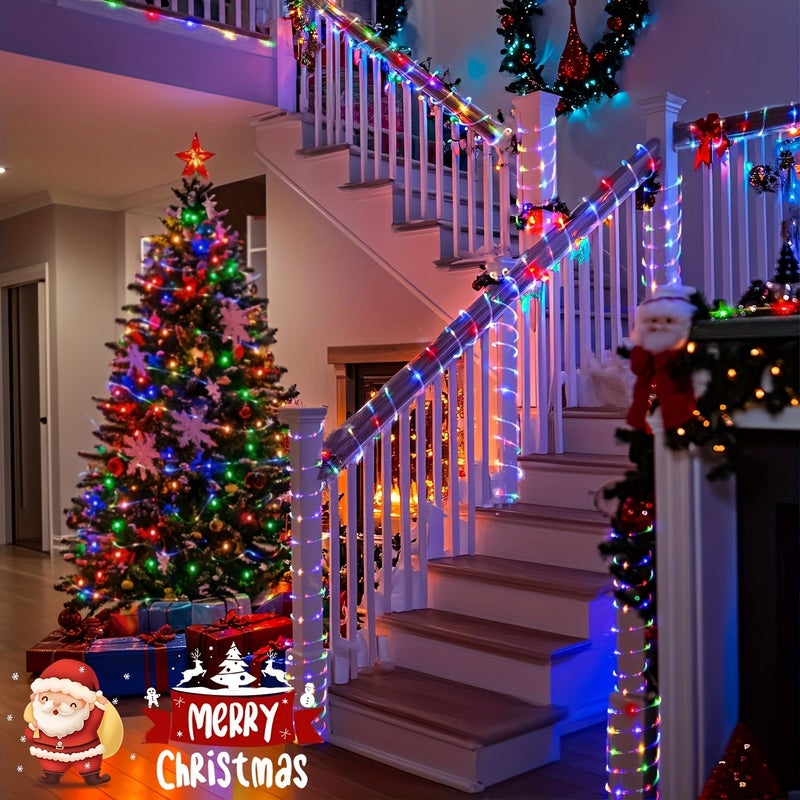 A Battery Powered Hose Light With Remote Control 100 LED 393.7 Inch White String Lights For Swimming Pool Courtyard Fence Camping Garden And Flower Bed Decoration - Image 5