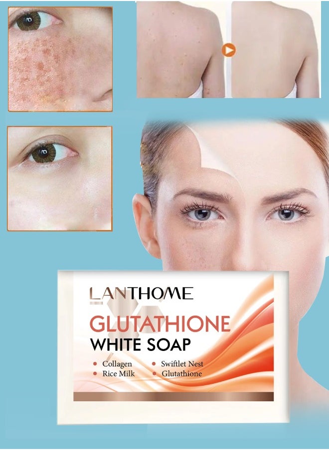 Lanthome 100g Glutathione White Soap Skin Brightening Bar Soap Effective Glutathione Brightening Soap for Face and Body Whitening Soap Bar for Smoothening Skin Kojic Acid Soap Glutathione Cream Soap  - Image 1