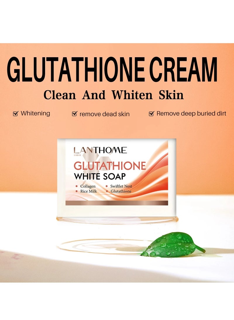 Lanthome 100g Glutathione White Soap Skin Brightening Bar Soap Effective Glutathione Brightening Soap for Face and Body Whitening Soap Bar for Smoothening Skin Kojic Acid Soap Glutathione Cream Soap  - Image 2