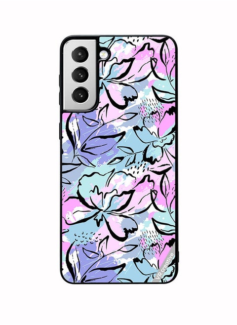 Protective Case Cover For Samsung Galaxy S22 5G Abstract Flowers Print Design Multicolour