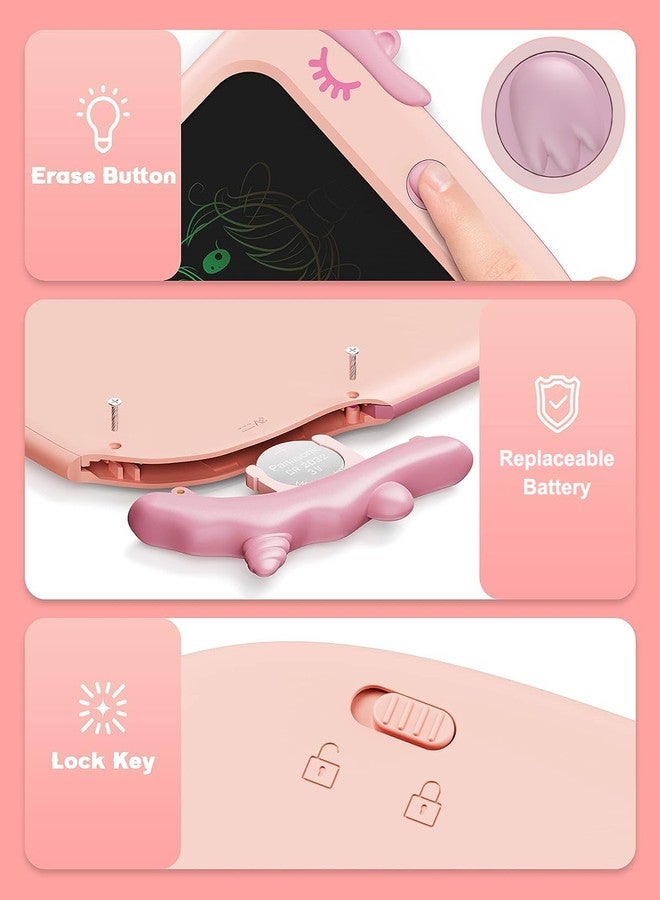 proffisy 10 Inch LCD Writing Tablet for Kids, Unicorn Toys Gifts for Toddler Girl, Drawing, Playing, Handwriting, Educational and Travel Toys, Birthday Gift for 3 4 5 6 7 8 9 Year Old Girls(Pink) - Image 2