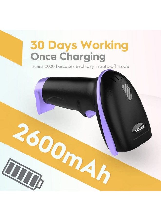 NADAMOO - Wireless Barcode Scanner 328 Feet Transmission Distance Usb Cordless 1D Laser Automatic Barcode Reader Handhold Bar Code Scanner With Usb Receiver For Store Supermarket Warehouse Violet - Image 1