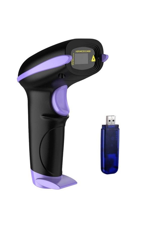 NADAMOO - Wireless Barcode Scanner 328 Feet Transmission Distance Usb Cordless 1D Laser Automatic Barcode Reader Handhold Bar Code Scanner With Usb Receiver For Store Supermarket Warehouse Violet - Image 1