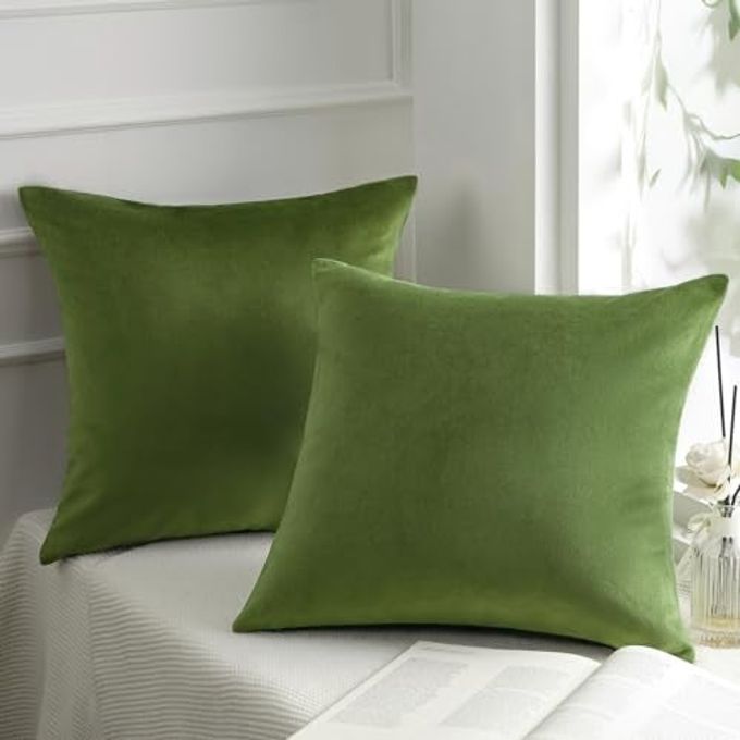 Phantoscope Pack Of 2 Velvet Decorative Throw Decorative Pillow Cover Soft Solid Square Cushion Case For Couch Green 26 X 26 Inches 65 X 65 Cm - Image 1