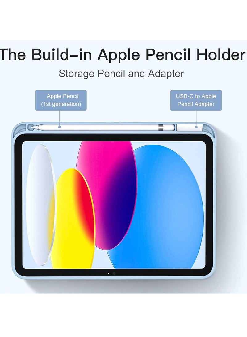 MIGOFAST Compatible with iPad 10th Generation Case 10.9 Inch 2022 with Pencil Holder, Slim Trifold Stand Protective Cover with Soft TPU Back for iPad Case 10th Generation, Auto Sleep Wake Sky B lue - Image 4