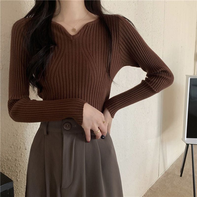 Low Collar Black Base Shirt Womens Spring 2024 New Style Interior Fashion Fashionable Western Style Sweater Unique Knitted Top Black - Image 5